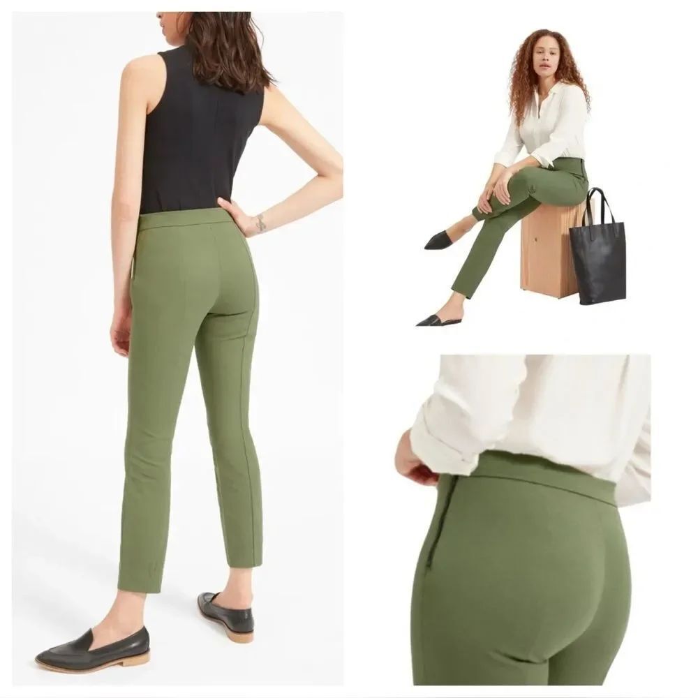 Everlane New NWOT Olive Green Stretch Side Zip Work Pants